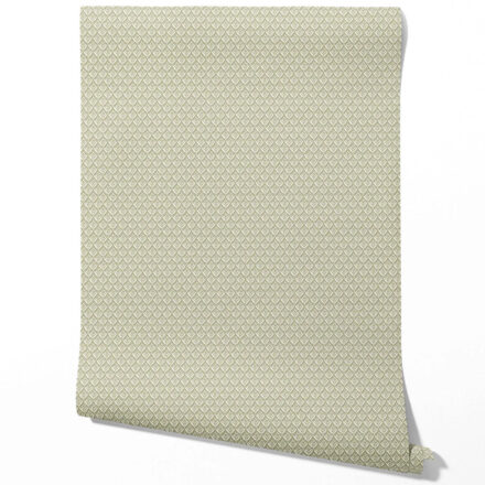 'Terza' Small Floral Lattice/ Leaf Textured Wallpaper (Olive Green/ Off-White) - Image 2