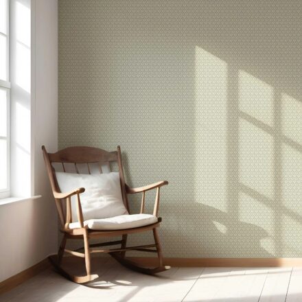 'Terza' Small Floral Lattice/ Leaf Textured Wallpaper (Olive Green/ Off-White) - Image 5