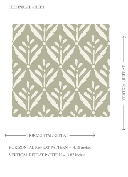 'Terza' Small Floral Lattice/ Leaf Textured Wallpaper (Olive Green/ Off-White) - Image 8