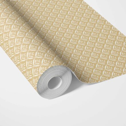 'Lizette' Small Floral Lattice/ Leaf Textured Wallpaper (Yellow/ Off-White)