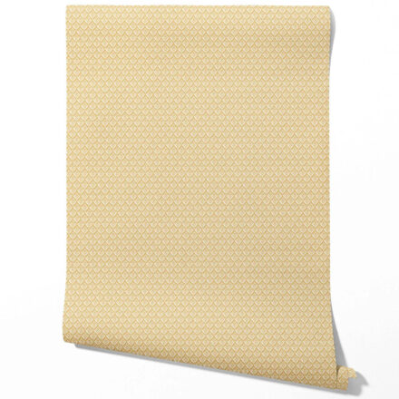 'Lizette' Small Floral Lattice/ Leaf Textured Wallpaper (Yellow/ Off-White) - Image 2