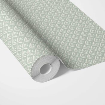 'Corina' Small Floral Lattice/ Leaf Textured Wallpaper (Pastel Blue)