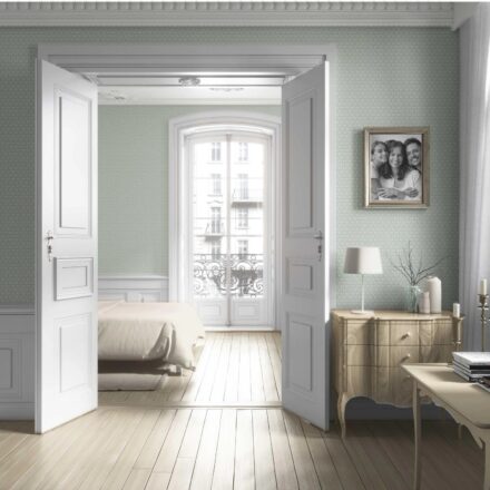 'Corina' Small Floral Lattice/ Leaf Textured Wallpaper (Pastel Blue) - Image 4