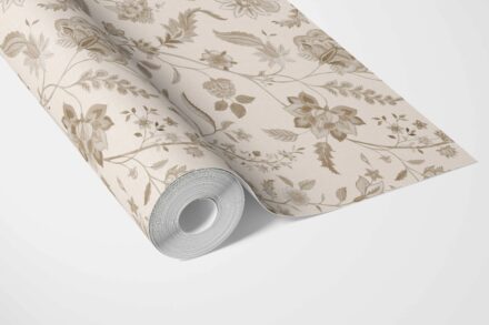 'Gusto' Neutral Floral/ Botanical Patterned Wallpaper (Beige/ Brown/ Soft Taupe) - Image 3