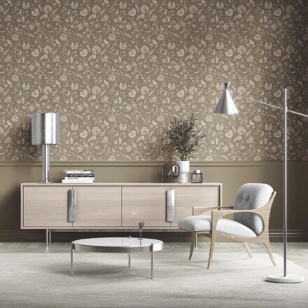 'Duwar' Floral/ Botanical Patterned Wallpaper (Olive Green/ Brown/ Beige) - Image 2