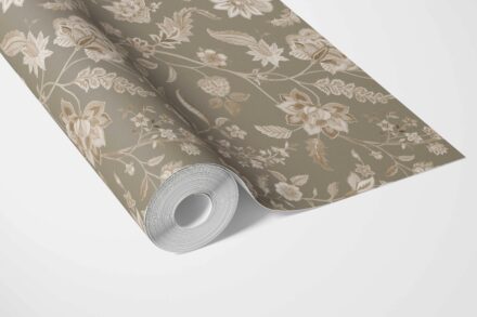 'Duwar' Floral/ Botanical Patterned Wallpaper (Olive Green/ Brown/ Beige) - Image 3