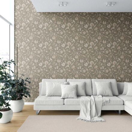 'Duwar' Floral/ Botanical Patterned Wallpaper (Olive Green/ Brown/ Beige) - Image 6