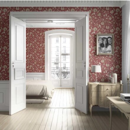 'Warda' Floral/ Botanical Patterned Wallpaper (Red/ Maroon/ Beige) - Image 4