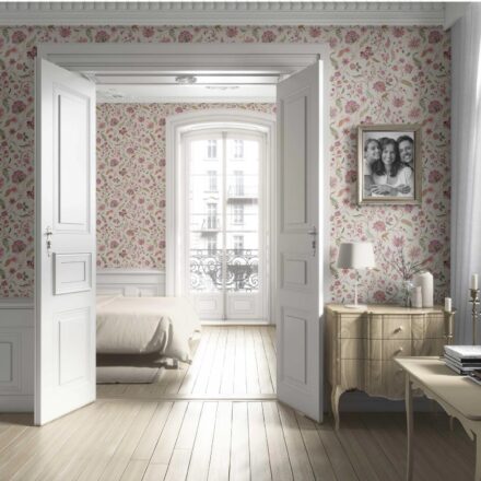'Floret Bloom' Floral/ Botanical Patterned Wallpaper (Pink/ Green/ Blue/ Taupe) - Image 4