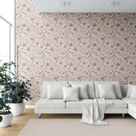 'Floret Bloom' Floral/ Botanical Patterned Wallpaper (Pink/ Green/ Blue/ Taupe) - Image 6
