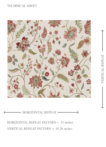 'Zanbaq' Floral/ Botanical Patterned Wallpaper (Red/ Green/ Soft Taupe) - Image 8