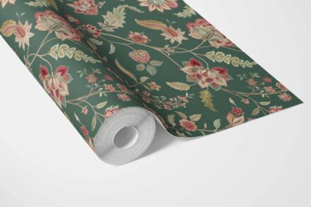 'Latrobe' Floral/ Botanical Patterned Wallpaper (Green/ Red/ Pink) - Image 3
