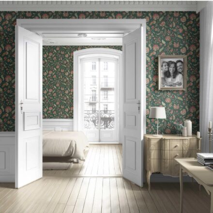 'Latrobe' Floral/ Botanical Patterned Wallpaper (Green/ Red/ Pink) - Image 4