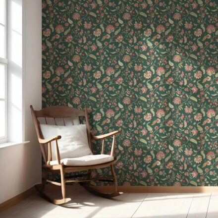 'Latrobe' Floral/ Botanical Patterned Wallpaper (Green/ Red/ Pink) - Image 5