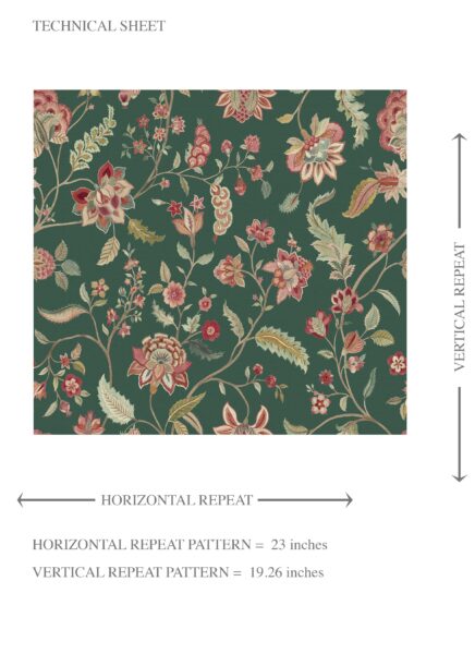 'Latrobe' Floral/ Botanical Patterned Wallpaper (Green/ Red/ Pink) - Image 8