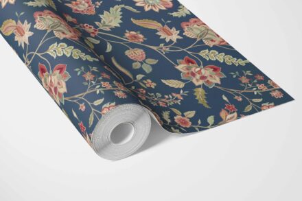'Pale Raisin' Floral/ Botanical Patterned Wallpaper (Navy Blue/ Red/ Pink/ Green) - Image 3