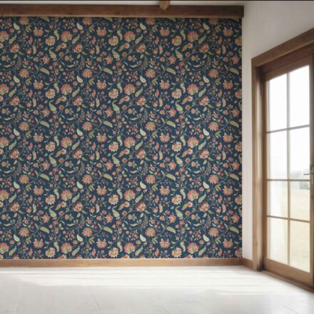 'Pale Raisin' Floral/ Botanical Patterned Wallpaper (Navy Blue/ Red/ Pink/ Green) - Image 7