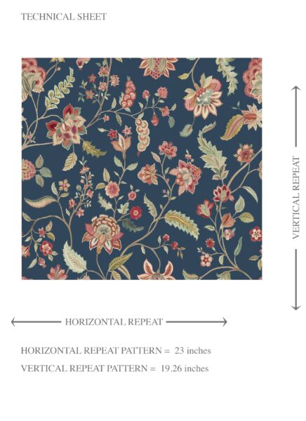 'Pale Raisin' Floral/ Botanical Patterned Wallpaper (Navy Blue/ Red/ Pink/ Green) - Image 8
