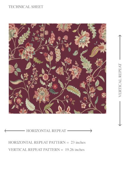 'Big Splash' Floral/ Botanical Patterned Wallpaper (Deep Maroon/ Burgundy/ Pink/ Green) - Image 8