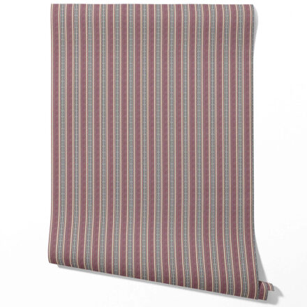 'Aurora' Geometric Striped Wallpaper (Mauve/ Pink/ Sage Gray)