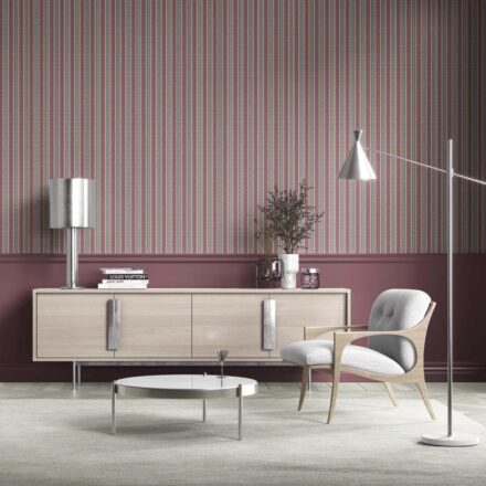 'Aurora' Geometric Striped Wallpaper (Mauve/ Pink/ Sage Gray) - Image 4