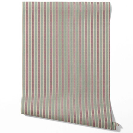 'Avrile' Geometric Striped Wallpaper (Deep Pink/ Green)