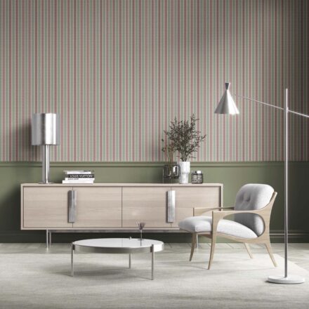 'Avrile' Geometric Striped Wallpaper (Deep Pink/ Green) - Image 4