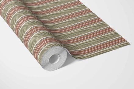 'Dornick' Geometric Striped Wallpaper (Red/ Green) - Image 3