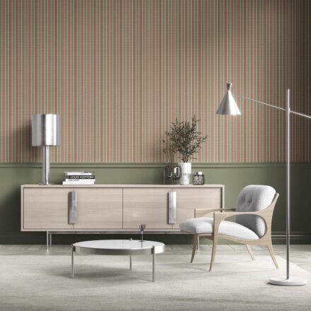'Dornick' Geometric Striped Wallpaper (Red/ Green) - Image 4