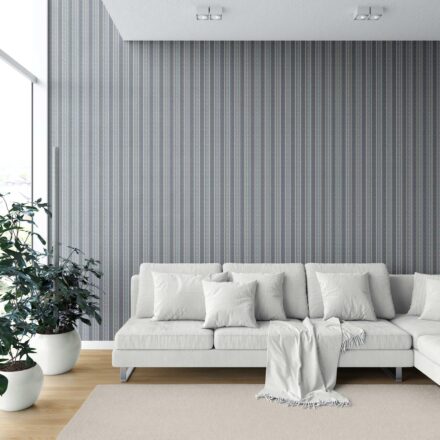 'Caprice' Geometric Striped Wallpaper (Navy Blue/ Steel Gray) - Image 2