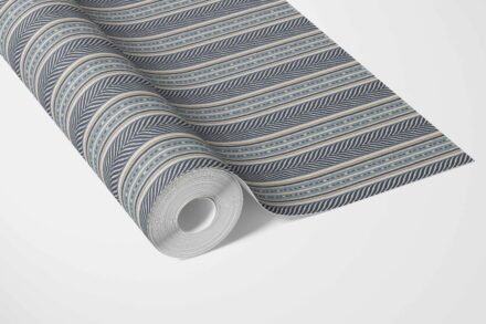 'Caprice' Geometric Striped Wallpaper (Navy Blue/ Steel Gray) - Image 3