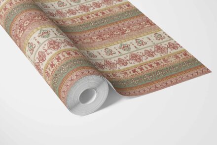'Whimsy' Vintage Bohemian Striped Wallpaper (Red/ Orange/ Green/ Yellow/ Brown) - Image 3
