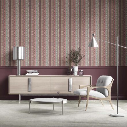 'Anakin' Vintage Bohemian Striped Wallpaper (Purple/ Pink/ Mauve/ Sage Green) - Image 2