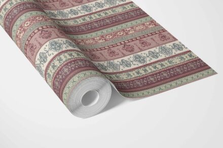 'Anakin' Vintage Bohemian Striped Wallpaper (Purple/ Pink/ Mauve/ Sage Green) - Image 3