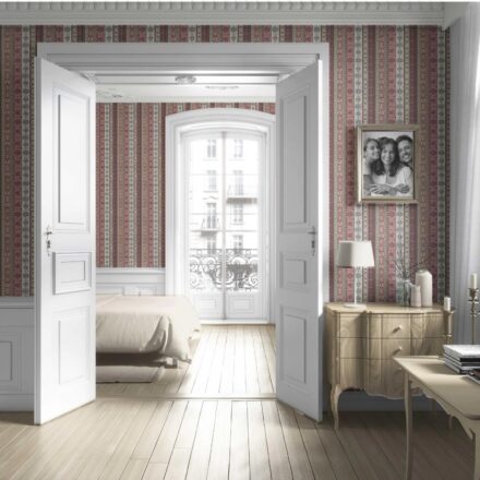 'Anakin' Vintage Bohemian Striped Wallpaper (Purple/ Pink/ Mauve/ Sage Green) - Image 4