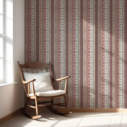 'Anakin' Vintage Bohemian Striped Wallpaper (Purple/ Pink/ Mauve/ Sage Green) - Image 5