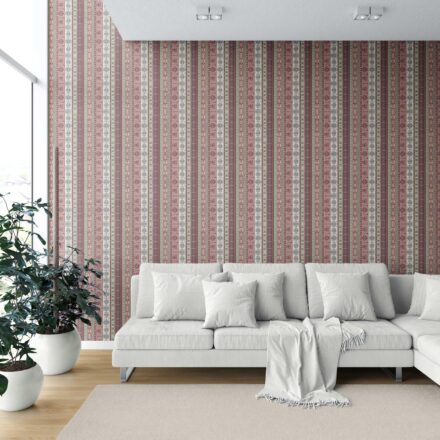 'Anakin' Vintage Bohemian Striped Wallpaper (Purple/ Pink/ Mauve/ Sage Green) - Image 6