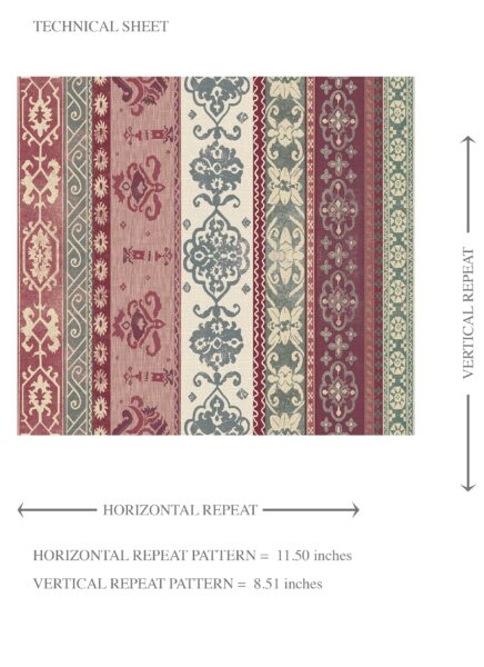 'Anakin' Vintage Bohemian Striped Wallpaper (Purple/ Pink/ Mauve/ Sage Green) - Image 8
