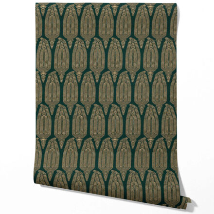 'Calobra' Paisley Floral Wallpaper (Emerald Green/ Gold) - Image 2