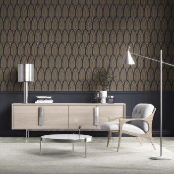 'Supernova' Paisley Floral Wallpaper (Charcoal Black/ Brown Beige)