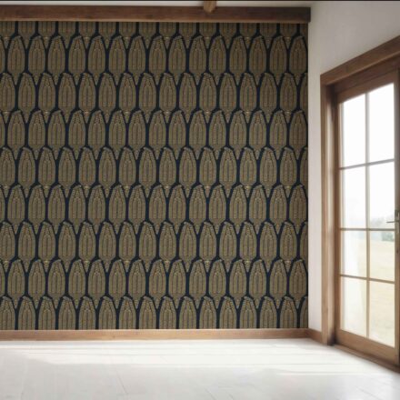 'Supernova' Paisley Floral Wallpaper (Charcoal Black/ Brown Beige) - Image 7