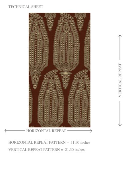 'Akanksha' Paisley Floral Wallpaper (Garnet Brown/ Gold) - Image 8