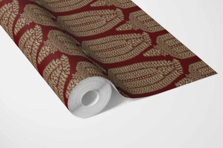 'Nazm' Paisley Floral Wallpaper (Red/ Gold) - Image 3