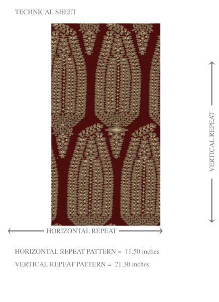 'Nazm' Paisley Floral Wallpaper (Red/ Gold) - Image 8