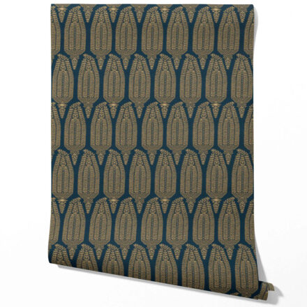 'Bageecha' Paisley Floral Wallpaper (Teal Blue/ Gold) - Image 2