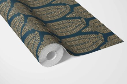 'Bageecha' Paisley Floral Wallpaper (Teal Blue/ Gold) - Image 3