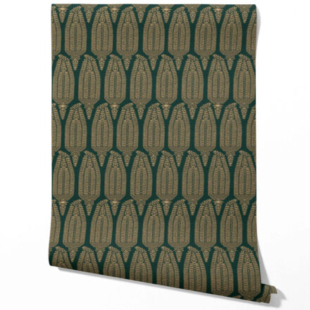 'Konkan' Paisley Floral Wallpaper (Green/ Gold) - Image 2