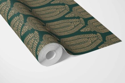 'Konkan' Paisley Floral Wallpaper (Green/ Gold) - Image 3