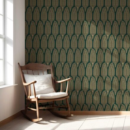 'Konkan' Paisley Floral Wallpaper (Green/ Gold) - Image 5