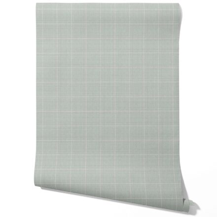 'Horizons' Neutral Textured Check/ Geometric Wallpaper (Sage Grey) - Image 3